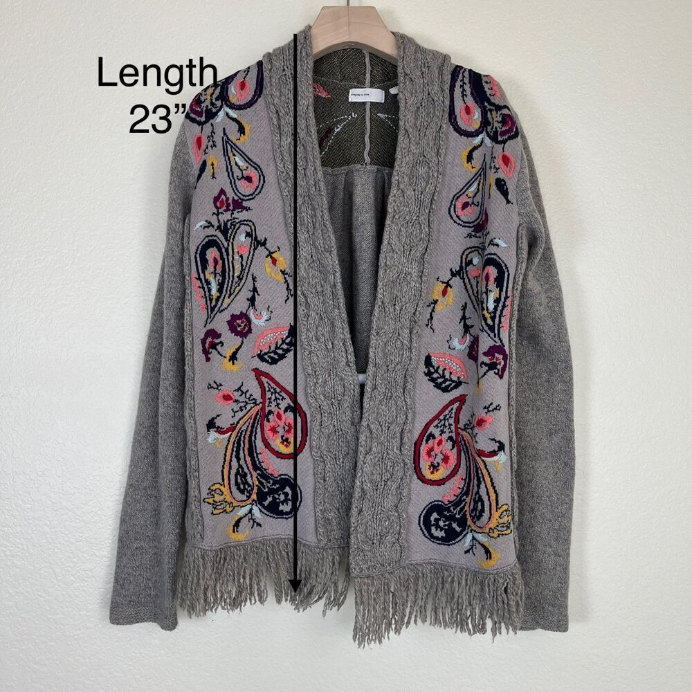 Sleeping On Snow Women Size M Folklore Embroidered Cardigan Paisley Sweater Boho - Picture 4 of 15